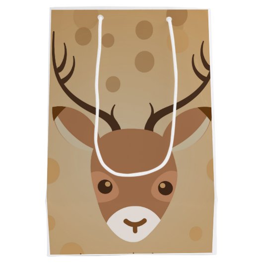 illustratie van rendieren op een bruine achtergron medium cadeauzakje (Achterkant)