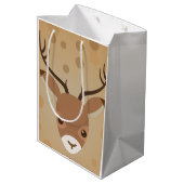 illustratie van rendieren op een bruine achtergron medium cadeauzakje (Achterkant Gekanteld)