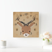 illustratie van rendieren op een bruine achtergron vierkante klok (Huis)