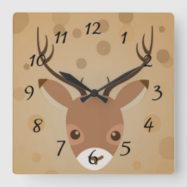 illustratie van rendieren op een bruine achtergron vierkante klok