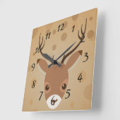 illustratie van rendieren op een bruine achtergron vierkante klok (Hoek)