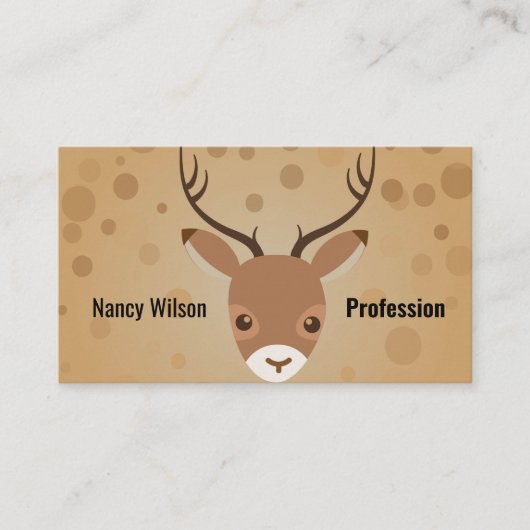 illustratie van rendieren op een bruine achtergron visitekaartje (Voorkant)