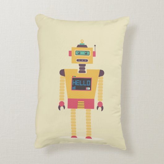 Illustratie van Retro Robot Aangepaste Kinderen Accent Kussen (Achterkant (Verticaal))
