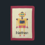 Illustratie van Retro Robot Aangepaste Kinderen Drievoud Portemonnee<br><div class="desc">Robuuste robot met retro-stijl op een gepersonaliseerde drievoudig mapje van het kind.</div>