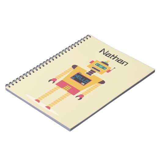 Illustratie van Retro Robot Aangepaste Kinderen Notitieboek (Linkerzijde)