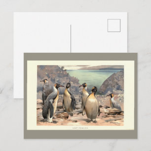 Illustratie van reusachtige pinguïns in Antarctica Briefkaart