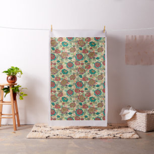 Illustratie van rode en Turquoise Peonies Floral Stof