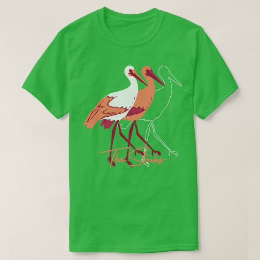 Illustratie van rode en witte staarvogels t-shirt (Design voorkant)