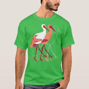 Illustratie van rode en witte staarvogels t-shirt