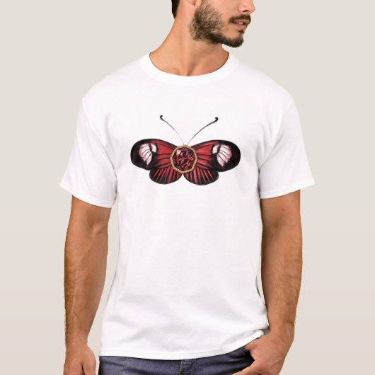 Illustratie van Rode Gewone Postbode Vlinder in Ja T-shirt (Voorkant)