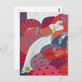 Illustratie van roze en Oranje kunst Deco George B Briefkaart (Voorkant / Achterkant)