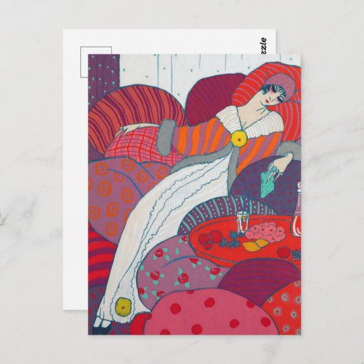 Illustratie van roze en Oranje kunst Deco George B Briefkaart (Voorkant / Achterkant)