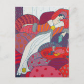 Illustratie van roze en Oranje kunst Deco George B Briefkaart (Voorkant)