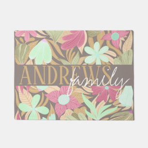 Illustratie van roze groene olijven Monogram Deurmat