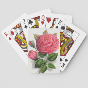Illustratie van Roze Roos in Vintage Stijl Pokerkaarten