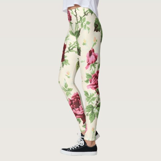  illustratie van rozen op neutrale basis leggings (Links)
