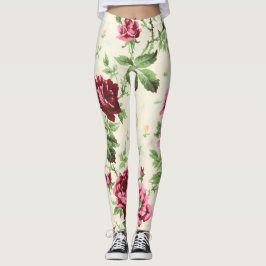  illustratie van rozen op neutrale basis leggings