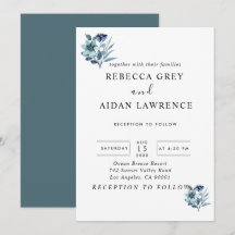 Illustratie van rustieke aquarel blauwe bloemenboe