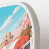 Illustratie van Santorini Island Griekenland Reisk Pickleball Paddle (Links Detail)
