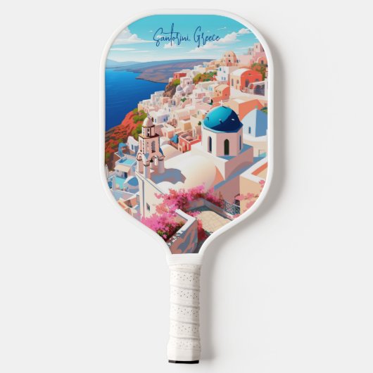 Illustratie van Santorini Island Griekenland Reisk Pickleball Paddle (Achterkant)
