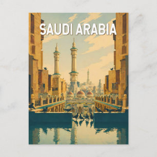 Illustratie van Saoedi-Arabië Reis Kunst Vintage Briefkaart