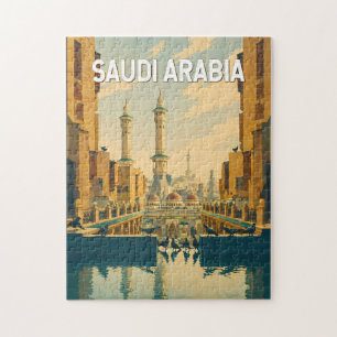 Illustratie van Saoedi-Arabië Reis Kunst Vintage Legpuzzel