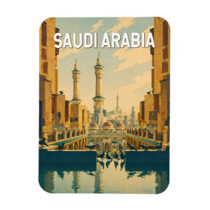 Illustratie van Saoedi-Arabië Reis Kunst Vintage Magneet
