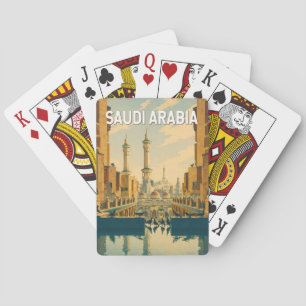 Illustratie van Saoedi-Arabië Reis Kunst Vintage Pokerkaarten