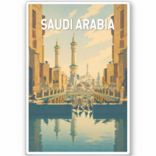 Illustratie van Saoedi-Arabië Reis Kunst Vintage Sticker