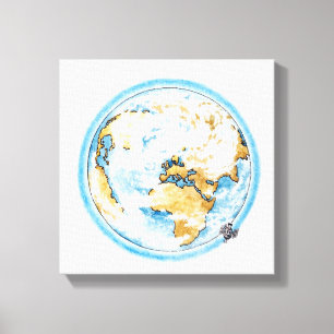 Illustratie van satelliet rond de aarde canvas afdruk