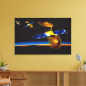 Illustratie van satellieten over de Aarde Canvas Afdruk (Insitu (Woonkamer))