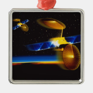 Illustratie van satellieten over de Aarde Metalen Ornament