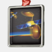 Illustratie van satellieten over de Aarde Metalen Ornament (Links)