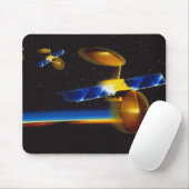 Illustratie van satellieten over de Aarde Muismat (Met muis)
