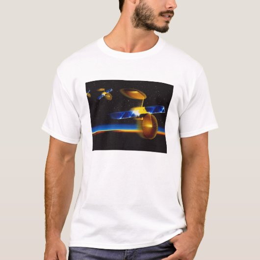 Illustratie van satellieten over de Aarde T-shirt (Voorkant)
