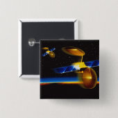 Illustratie van satellieten over de Aarde Vierkante Button 5,1 Cm (Voorkant /achterkant)