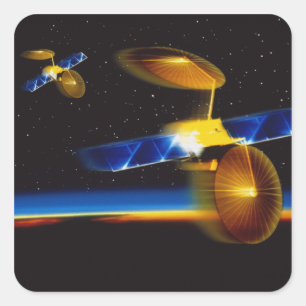 Illustratie van satellieten over de Aarde Vierkante Sticker