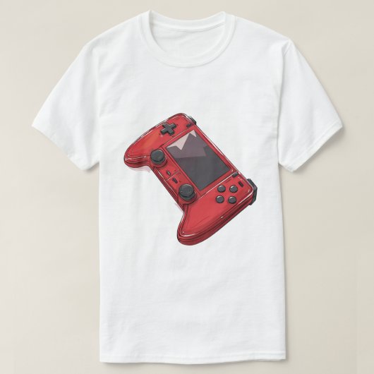 Illustratie van scharlaken draagbare console t-shirt (Design voorkant)