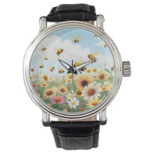 Illustratie van schattige bijen en bloemen