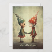 Illustratie van schattige elfen feestdagenkaart (Voorkant)