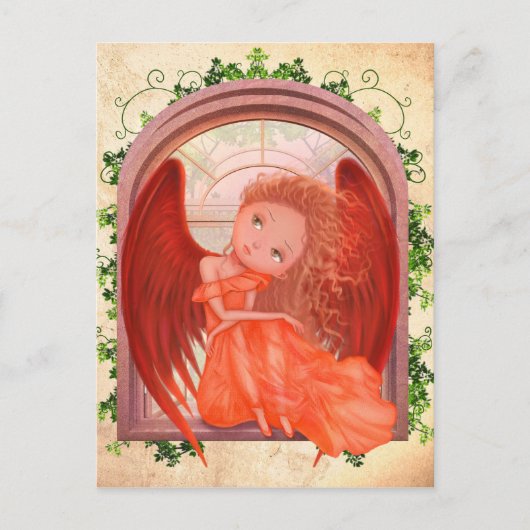  illustratie van schattige engelenmeid briefkaart (Voorkant)