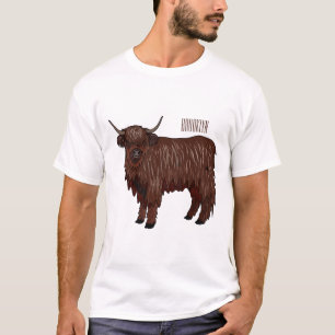 Illustratie van Schotse hooglanders koe cartoon  T-shirt