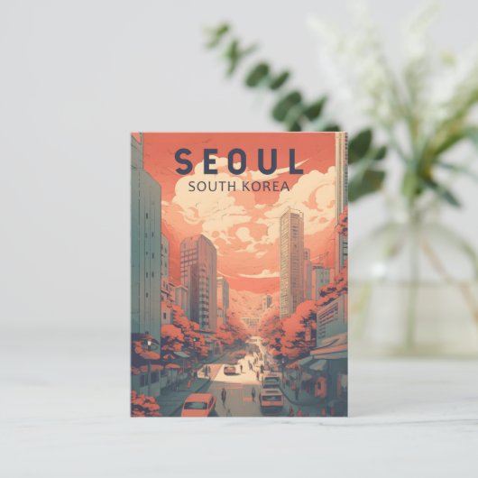 Illustratie van Seoul Zuid-Korea Kunst  Briefkaart (Staand voorkant)