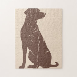 Illustratie van silhouet van een zwarte labrador legpuzzel