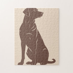 Illustratie van silhouet van een zwarte labrador legpuzzel