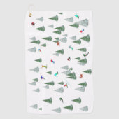 Illustratie van skiers die bergafwaarts skiën golfhanddoek (Voorkant)
