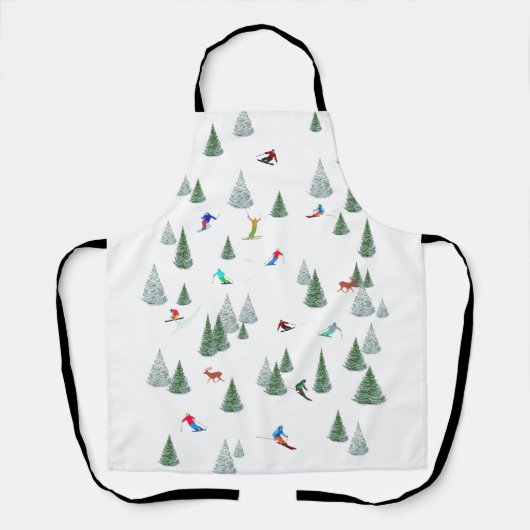 Illustratie van skiers die bergafwaarts skiën schort (Voorkant)