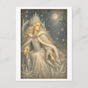 Illustratie van Sneeuwkoningin in vintage stijl Briefkaart