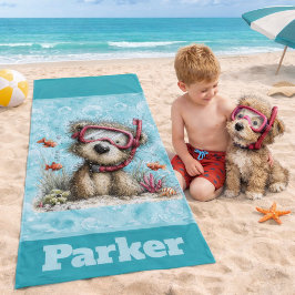 Illustratie van snorkelende pup strandlaken