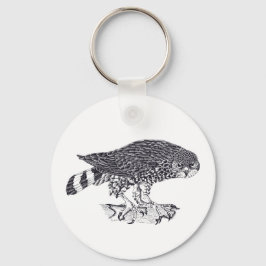 Illustratie van Sparrow Hawk op knoptoetsenbord Sleutelhanger